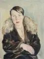 Otto Pleß, Bildnis einer jungen Dame mit Pelzkragen, 1927, Öl auf Leinwand