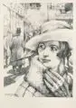 Hans Baluschek, Portrait einer Straßendirne, 1923, Lithografie auf leichtem, chamoisfarbenen Karton