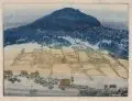 Siegfried Berndt, Lausitzer Berglandschaft, 1912, Farbholzschnitt auf feinem, beigefarbenen Japan