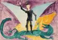 Paul Goesch, St. Michael, 1918, Aquarell über Bleistift auf Papier