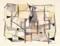 Erhard Hippold, Konstruktiver Raum, 1953, Federzeichnung in Tusche und Aquarell auf feinem Maschinenbütten