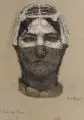 Hans Unger, Studie für Salome, Kohlestiftzeichnung, weiß gehöht, auf olivgrauem Papier