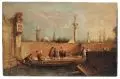 Giacomo Guardi, (in der Art von), Venezianisches Capriccio. 1. Viertel 19. Jh, Öl auf Holz