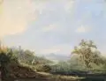 Carl Ferdinand Sprosse, (zugeschr.), Blick aus der böhmischen Schweiz auf den Königstein. Mitte 19. Jh, Öl auf Leinwand