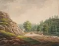 Carl Ehrenfried Held, Prospect der Brücke beim Hegenreuter im Plauenschen Grunde bei Dresden., 1826, Aquarell über Bleistift auf Papier