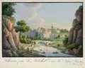 Lohmen prés de Liebethal dans la Suisse Saxone by Meser'sche Kunst- und Musikalienhandlung, Um 1830, Umrissradierung, altkoloriert auf Bütten, sold Sep 2019