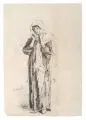 Domenico Morelli, Arabische Figur. 2. H. 19. Jh, Federzeichnung in Tusche auf dünnem Papier