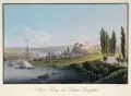 Stadt Pirna und Schloss Soñenstein by Johann Carl August Richter, Um 1830, Umrissradierung, altkoloriert, auf Bütten, sold Sep 2019