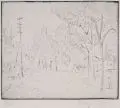 Rüdiger Berlit, Dorfstraße mit Radfahrern. Wohl vor 1916