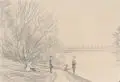 Richard Dreher, Elbufer bei Pillnitz mit Blick auf Maria am Wasser / Angelnde Kinder an der Elbe. 1920er Jahre