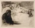 Arbeitslosigkeit by Käthe Kollwitz, 1909, Radierung und Schmirgeldurchdruck auf Büttenkarton, sold Sep 2019