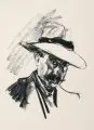 Max Liebermann, Selbstbildnis mit Strohhut, 1917, Lithografie auf festem Papier