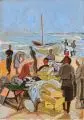 Erhard Hippold, Fischhändler am Ostseestrand. Wohl 1950er Jahre
