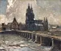 Ernst Kolbe, Dresden - Blick auf Augustusbrücke und Hofkirche. 1. Viertel 20. Jh, Öl auf Leinwand