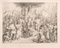Julius Caesar Thaeter, Rudolf von Habsburg wahret den Landfrieden, 1844, Radierung auf leichtem Karton nach Julius Schnorr von Carolsfeld