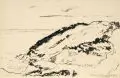 Artur Ahnert, Hiddensee, Federzeichnungen in Tusche auf festem, gelblichen Papier, eine mit Prägeschrift am re
