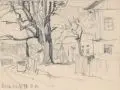 Otto Altenkirch, Straße in Siebenlehn, 1928, Grafitzeichnung