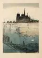 Siegfried Berndt, Paris - Seineufer mit Blick auf Notre Dame, 1912, Farbholzschnitt von dei Stöcken auf Japan, partiell koloriert