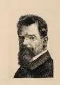 Otto Hartung, Bildhauer [Max] Klinger, Um 1900, Radierung auf Kupferdruckpapier