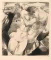 Willy Jaeckel, Liebespaar, 1925, Aquatinta auf Kupferdruckkarton