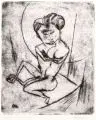 Otto Lange, Paar in sitzender Umarmung, 1919/1920, Kaltnadelradierung auf leichtem Karton