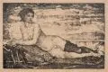 Hans Unger, Liegendes Mädchen, Um 1917, Lithografie auf gelblichem Bütten