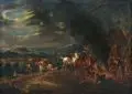 Jan van Huchtenburgh, (in der Art von), Schlachtenszene. Wohl 18. Jh, Öl auf Kupfer
