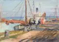 Elisabeth Andrae, Hafen von Althagen, Öl auf Leinwand