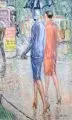 Hans Clar, Zwei Damen im Regen. Wohl 1930er Jahre by Hans (Johann) Clar, Öl auf Leinwand, sold Mar 2019