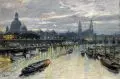 Emil Rieck, Dresden - Altstadtsilhouette in abendlicher Dämmerung. Anfang 20. Jh, Öl auf Leinwand