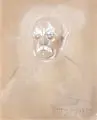 Emanuel Grosser, Otto Fürst von Bismarck auf dem Totenbett, 1898, Kreidezeichnung, Bleistift und Wasserfarben auf kaschiertem Karton