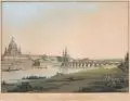 Christian Gottlob Hammer, Vue de Dresde prise du côté de Nord-est, Um 1830, Umrissradierung, altkoloriert