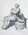 Eduard Johann August Mandel, Der Apostel Petrus, 1828, Federzeichnung in Tusche auf weißem Papier
