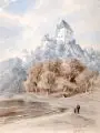 Friedrich Preller der Jüngere, Burgk, Aquarell über Kohlestift, partiell weiß gehöht, auf leichtem Karton