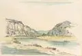 Franz Gaudeck, An der Fähre in Wehlen, 1943, Bleistiftzeichnung und Aquarell auf kräftigem Papier