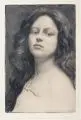 Georg Jahn, Mädchenbildnis, 1908, Kaltnadelradierung und Roulette mit Plattenton auf Kupferdruckpapier, auf Karton kaschiert