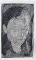Käthe Kollwitz, Frauenkopf, 1905, Strichätzung, Kaltnadel, Aquatinta, Schmirgel und Vernis mou auf gelblichem Simili-Japan