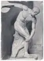 Hermann Lange, Akademiestudie des Diskobolos (Diskuswerfers) des Myron. 1910er Jahre, Kohlestiftzeichnung auf Karton