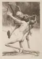 Todeskampf by Richard Müller, 1919, Heliogravüre auf leichtem Karton nach einer Zeichnung des Künstlers von 1912, sold Mar 2019