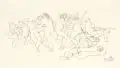 Ringende Frauen by Josef Scharl, 1921, Bleistiftzeichnung auf nahezu transparentem Papier, sold Mar 2019