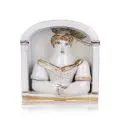 Wandfigur (Dame am Fenster) by Hans Joachim (Achim) Lawrenz, Um 1990, Majolika, rotbrauner Scherben, weiße Zinnglasurschicht und Scharffeuerfarben, sold Jun 2018