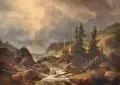 Ferdinand Zschäck, Stürmische Gebirgslandschaft, 1837, Öl auf Leinwand