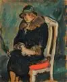 Otto Gussmann, Modell mit grünem Hut, Um 1910, Öl über schwarzer Kreide auf Malpappe, auf eine weitere Pappe kaschiert