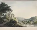 Christian Gottlob Hammer, Vue de Tharand près de Dresde, Kolorierte Radierung auf "J Wathman"-Papier (Wasserzeichen u.re.)