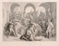 Theodor Langer, Der Nibelungen Ende, 1853, Radierung auf leichtem Karton nach Julius Schnorr von Carolsfeld
