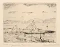 Artur Ahnert, Blick v. Gmund a. Tegernsee, 1926, Radierung auf leichtem, gelblichen Karton