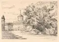 Julius Arthur Barth, Arthur Barth, Potsdam - Alte Fahrt mit Blick auf die Nikolaikirche / Potsdam - Altes Rathaus, 1917, Lithografien auf wolkigem Bütten