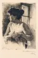 Erich Heermann, Sitzender Rückenakt / Halbakt, Um 1902, Radierungen auf unterschiedlichen Papieren