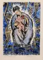 Otto Lange, Madonna (klein), 1917, Farbholzschnitt (Farbmonotypie) mit Goldpigment auf kräftigem, chamoisfarbenen Papier