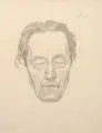 Erich Lindenau, Selbstporträt en face mit geschlossenen Augen